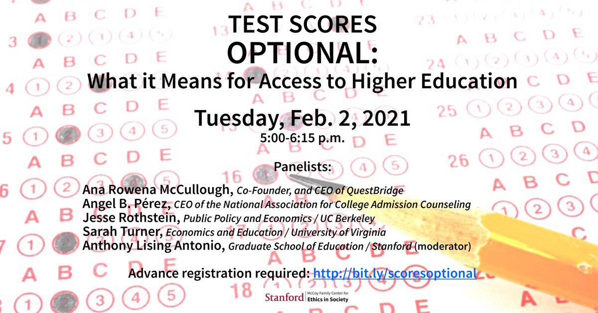 Stanford Ethics Join Us Today 5pm Pt As Our Panel Of Experts Explains What The Current College Admissions Landscape Might Mean For Increasing Access To Higher Education Ft Angelbperez