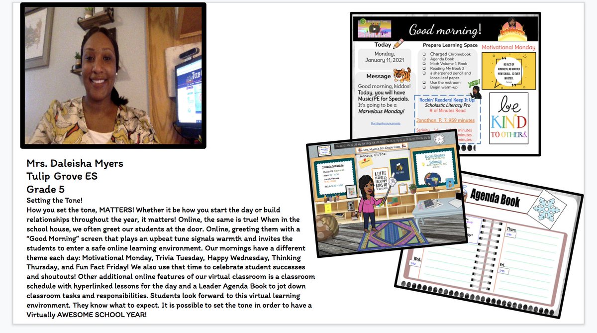 pgcps's tweet photo. Today's #TeacherTuesday tip comes from our 2018 Teacher of the Year, Tulip Grove Elementary fifth grade teacher Daleisha Myers!

Mrs. Myers shares the importance of personal greetings and relationship-building to a successful virtual classroom. #PGCPSDistanceLearningStars 🍎⭐️ https://t.co/sU1UJbrepz