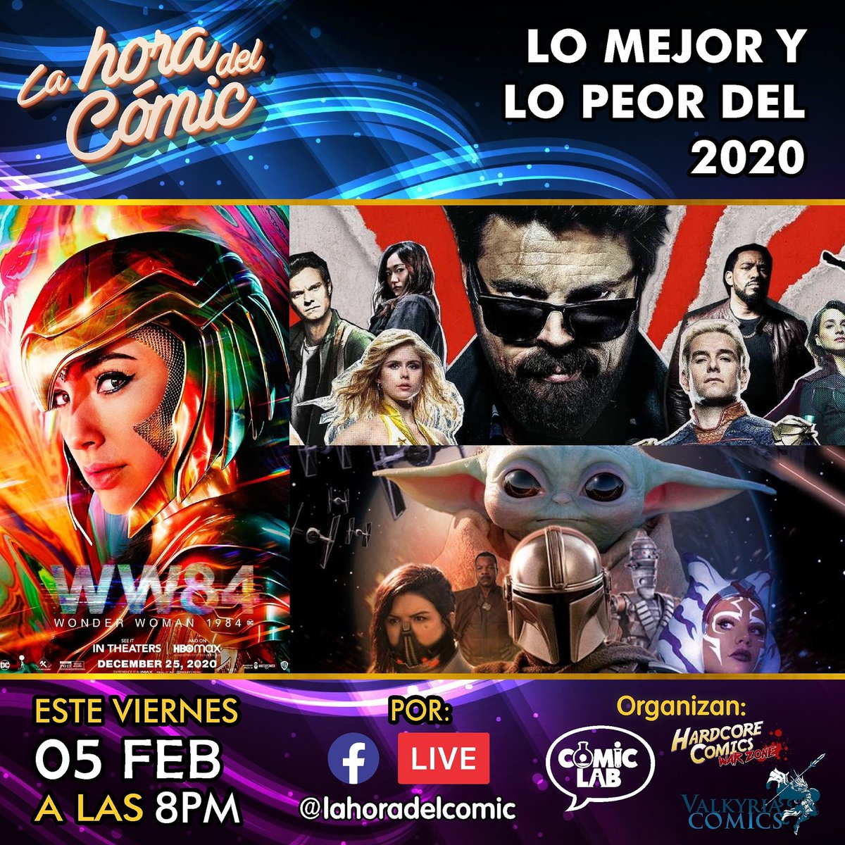 lahoradelcomic's tweet photo. Este viernes vuelve #LaHoraDelComic hablando sobre Lo mejor y lo peor del 2020. Nis vemos a las 8pm por Facebook Live.
#AgendaComicCol https://t.co/bgHLjHToZ8
