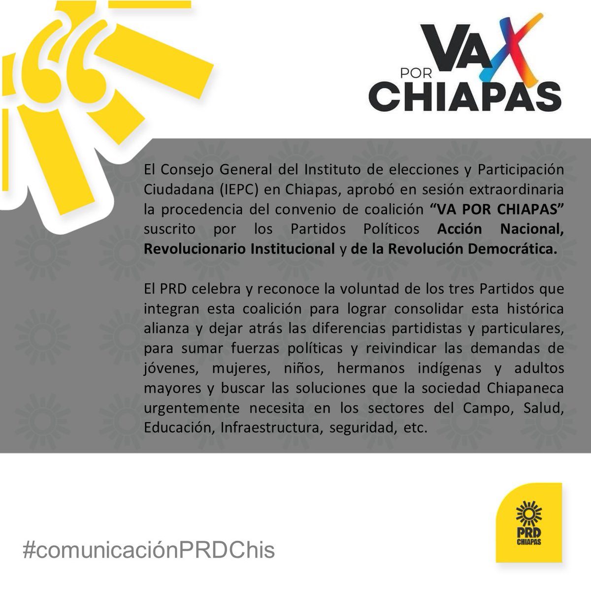 PRDChiapasMex's tweet photo. Va por Ti, Va por Chiapas. #PRDChiapas #comunicaciónPRDChis https://t.co/CMLAu0cUw9