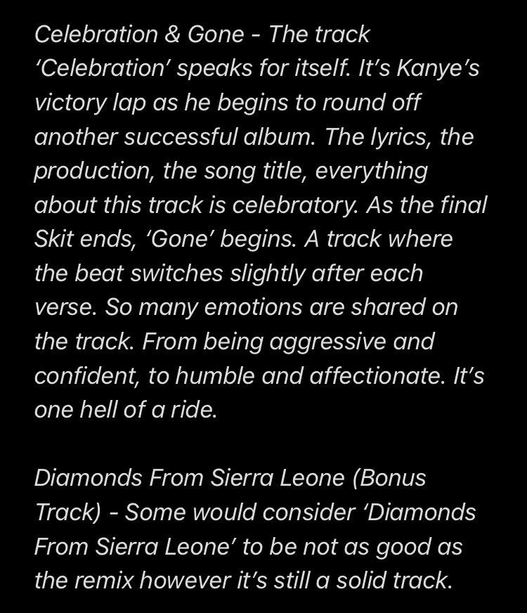 Celebration, Gone & Diamonds From Sierra Leone: