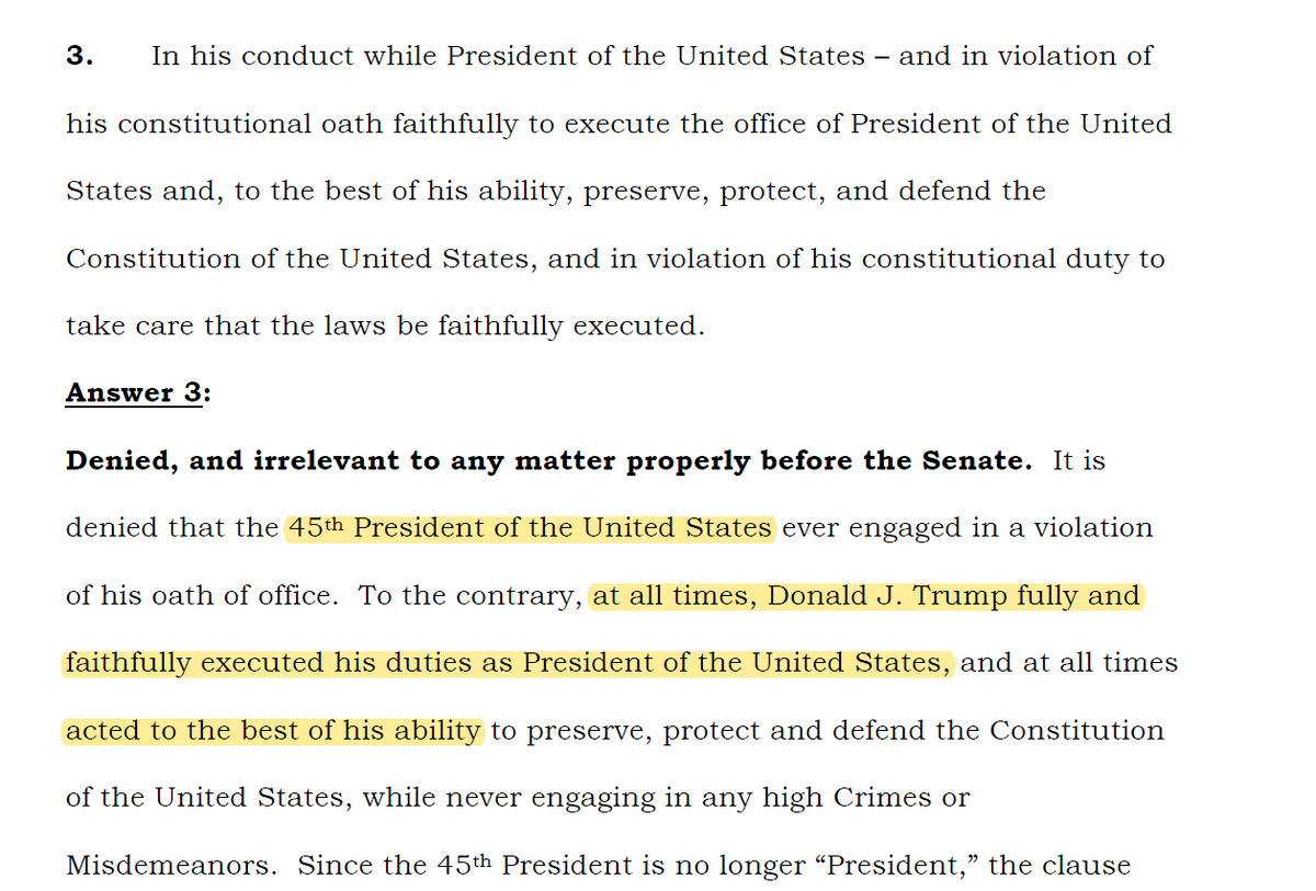 You would expect the very ink to scream in agony at being forced to take the shape of the words "at all times, Donald J. Trump fully and faithfully executed his duties as President of the United States." Either that or to die laughing.