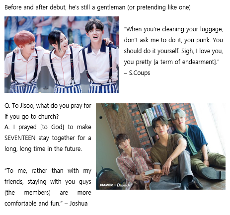 Joshua debut process"I prayed [to God] to make SEVENTEEN stay together for a long, long time in the future."“To me, rather than with my friends, staying with you guys (the members) are more comfortable and fun.”  @pledis_17  #SEVENTEEN  #세븐틴  #JOSHUA  #조슈아