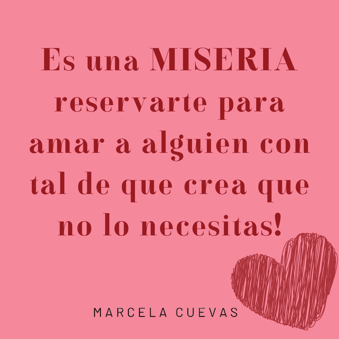 _marcelacuevas_'s tweet photo. Reservarse de amar es una miseria de cualquier manera!!
#quoteslover #herenow #aquiyahora #psicologia #psicologiaaplicada #realidad #fantasia #pensamientos #thoughts #reflexiones #lifematters #realityquotes #love #setu #amar #life #ahora #now #hoy #nowiswhen #marcelacuevas https://t.co/g0A0fb0Jti
