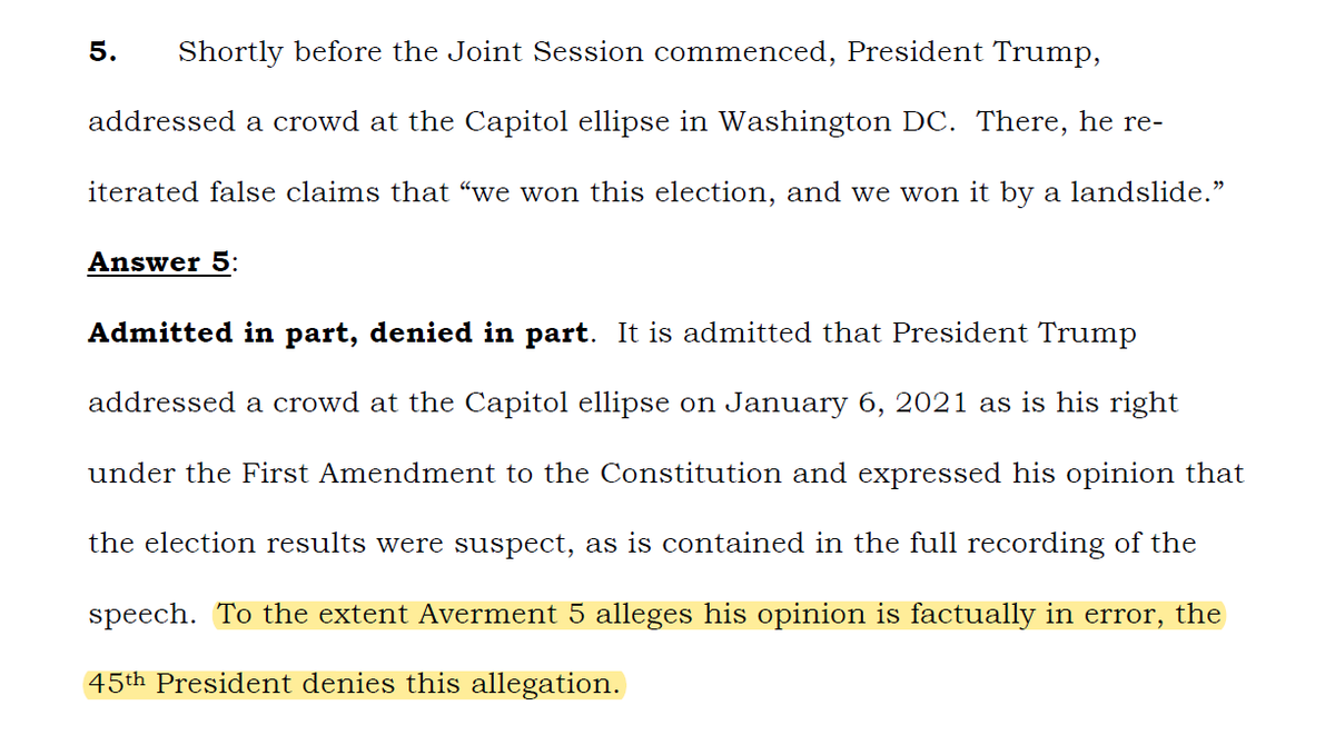 What does the highlighted text even mean? They're going with "we won it by a landslide" as a defense?Mitch the Turtle must be chewing the carpets in frustration at this point. He set things up for an easy and quiet acquittal, but here comes Trump and three more rings of clowns.