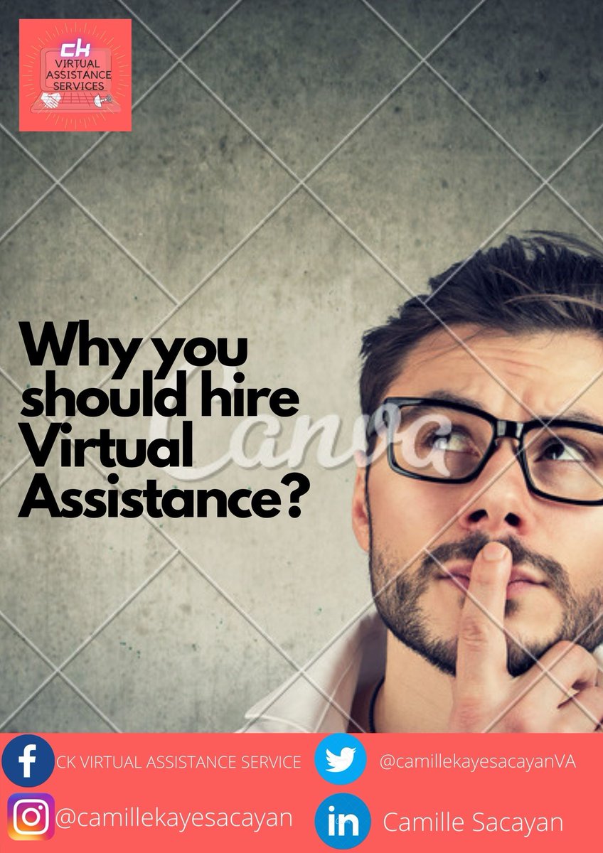 camillekayesac1's tweet image. Why you should hire a Virtual Assistance? 
VAs work on an “as needed basis” and only when you have work, hiring a VA can save you money. Clients only pay for the work done.
#WebResearch
#EmailHandling 
#CalendarManagement 
#LiveChatSupport 
 #SocialMediaMarketing 
#Bicol 
#ALbay