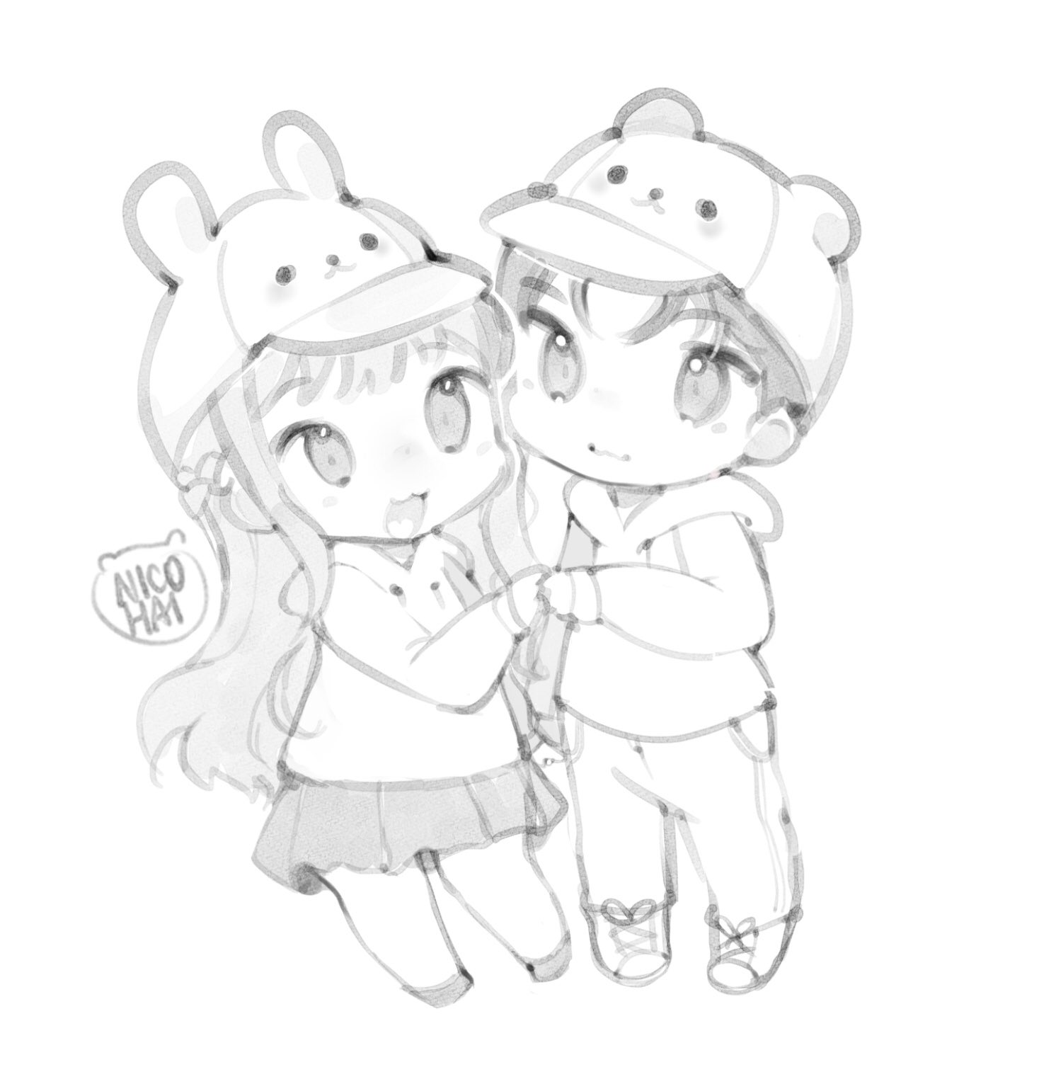 anime chibi couple drawing