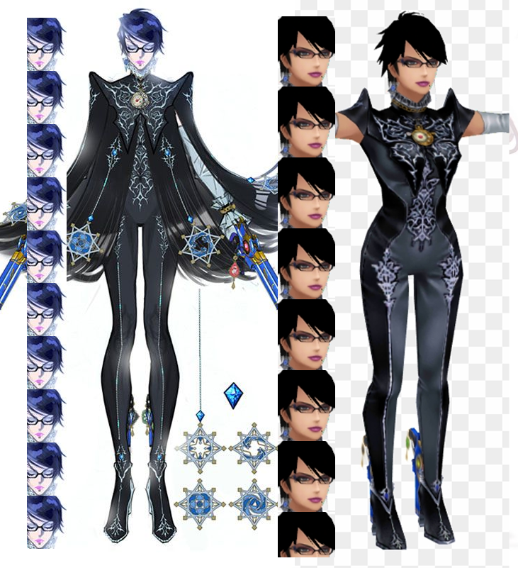 faeriefountain's tweet photo. it's crazy seeing smash bayonetta next to bayo's models from her games and how much they humanized her fashion illustration proportions to something more realistic lol, she's like 11 heads tall in the games and a much more reasonable seven and a half or so in smash https://t.co/fITyqZbRy2