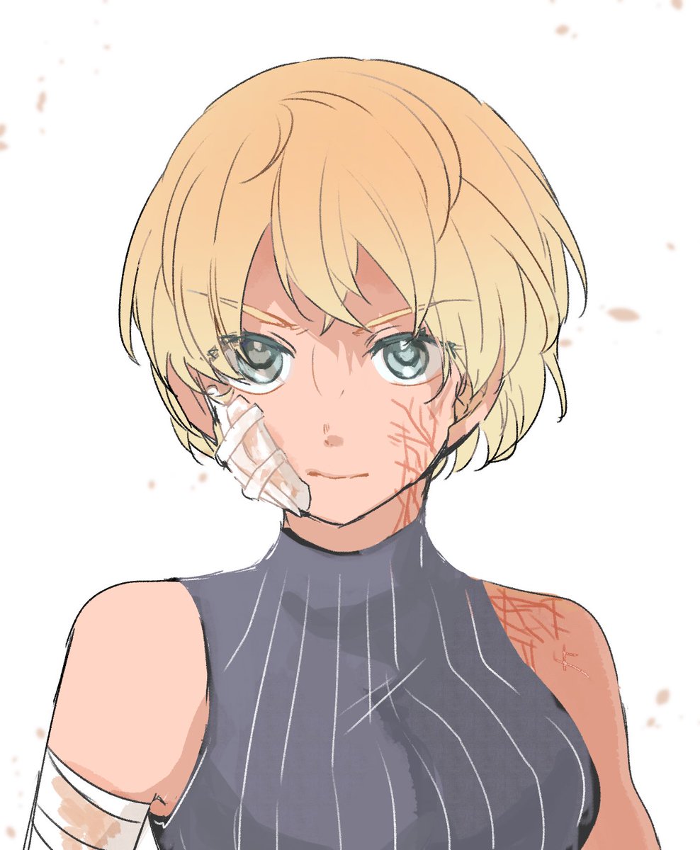 wattson (apex legends) 1girl animification scar on cheek solo blonde hair scar bandages  illustration images