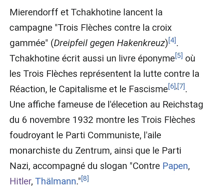 Celui ci était composé de partis sociaux-démocrates (SPD) et républicains allemands, et d'orga syndicalistes qui s'inquiétaient de voir le fascisme monter en puissance. La signification du logo peut différer selon les versions, généralement c'est celles là qu'on retient :[4/20]