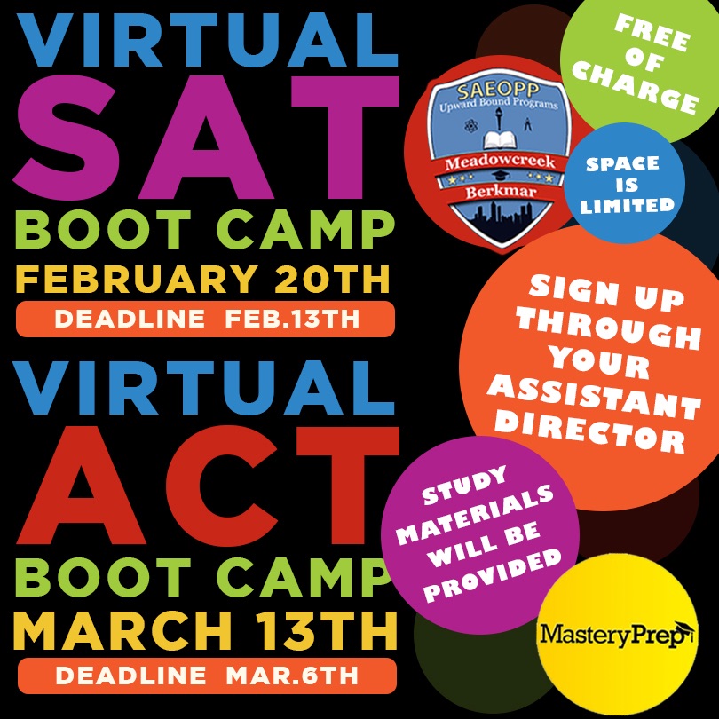 saeoppub's tweet photo. We are offering both SAT and ACT Boot Camps coming very soon! For those of you that have not taken either test or just want to improve your scores, this is a great opportunity for you! *Sign Up through your Assistant Director* https://t.co/iADzbUlyv9