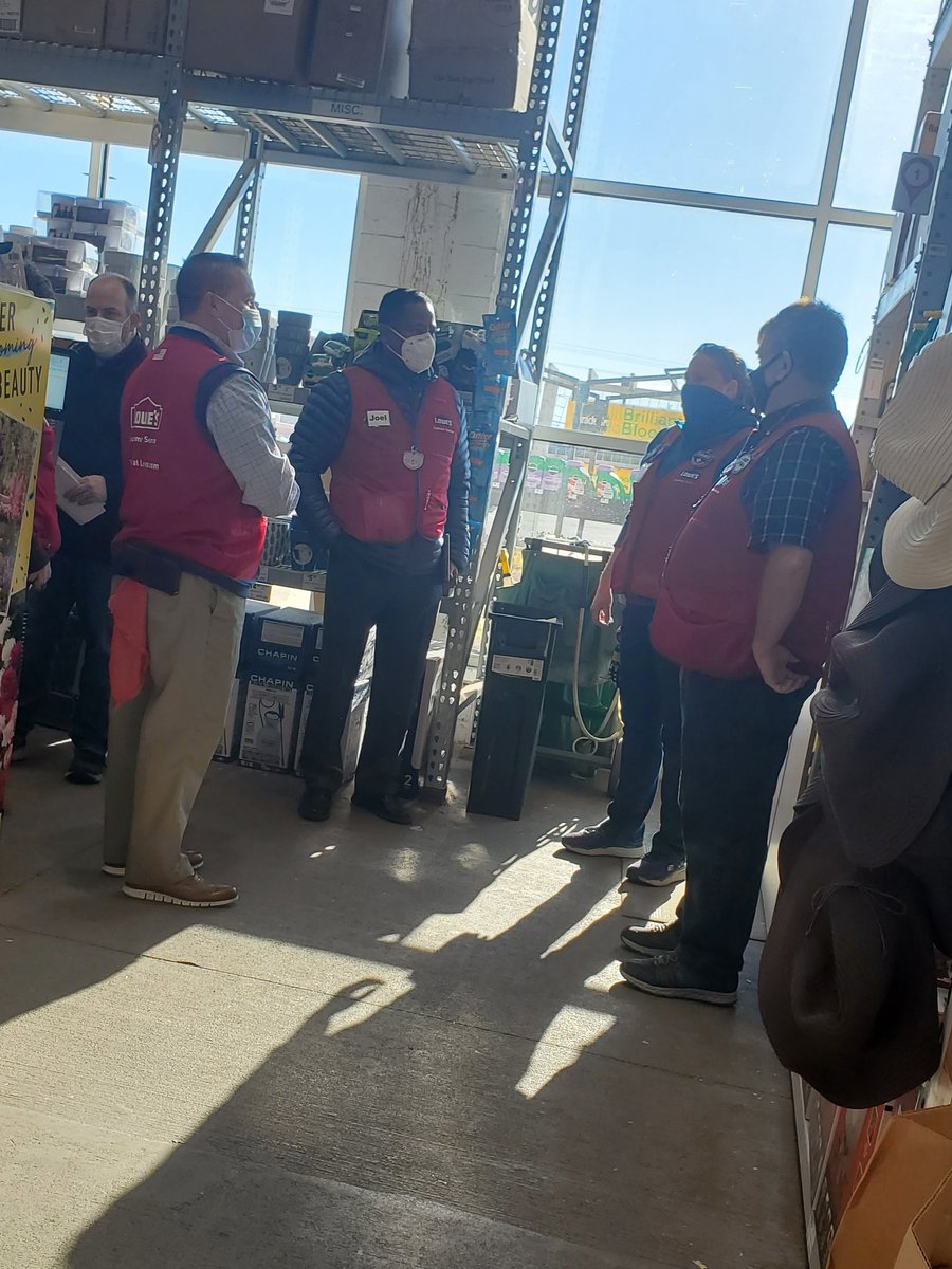 Great visit from our new RVP Joel Cogdell and the Regional Team walking and talking spring, P51 Project and celebrating some outstanding associates in store #1004 S. Myrtle Beach!! Ready to WIN 2021!! #LoveWhereYouWork @lowes <a href="/CogdellJoel/">Joel Cogdell</a>