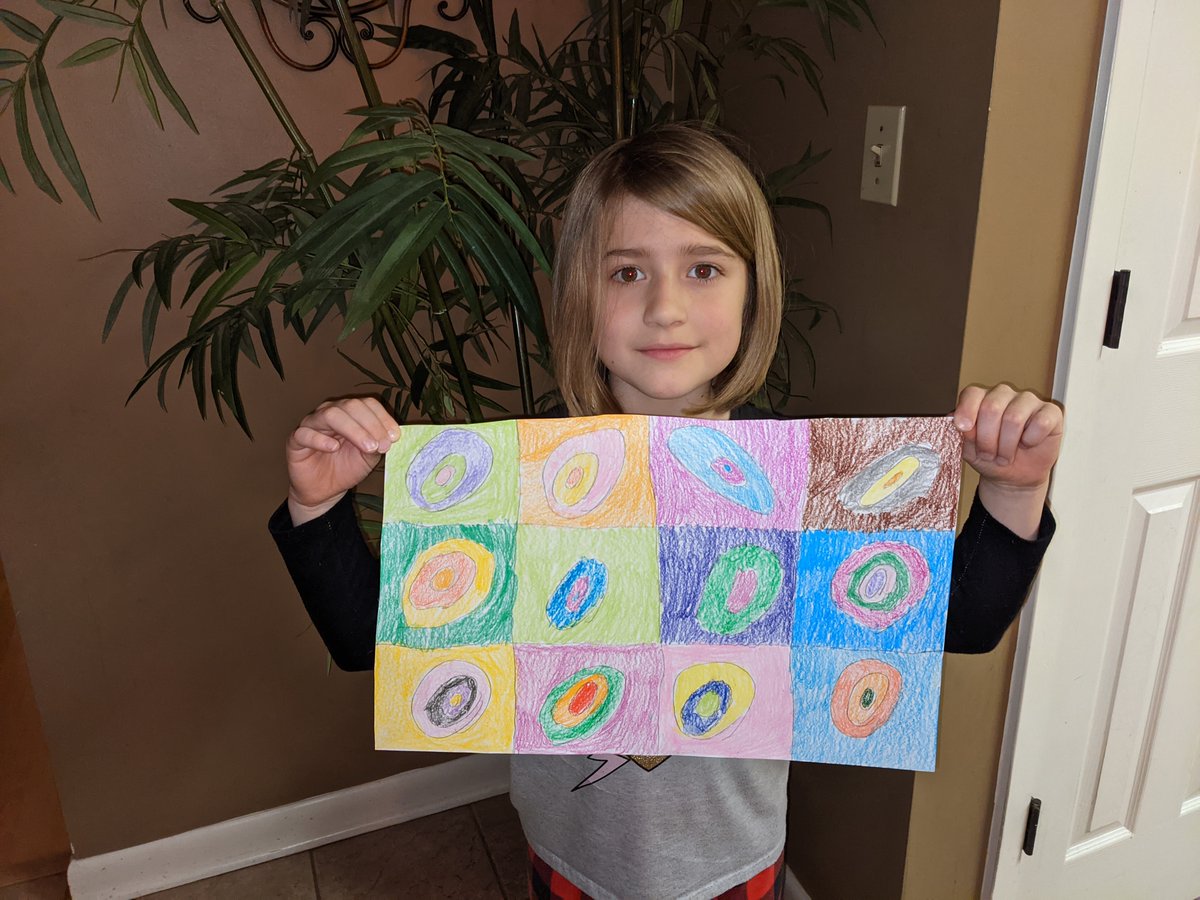 JennEngelken's tweet photo. In honor of our OSOB Masterpiece by Elise Broach, where one of the characters makes forgeries, we asked students during their remote day yesterday to make their own copycats of famous paintings. #VPARocks #RISEArkansas #caneclassroom #OneBookConnects #vpamasterpiece https://t.co/zPTpBoiA5L