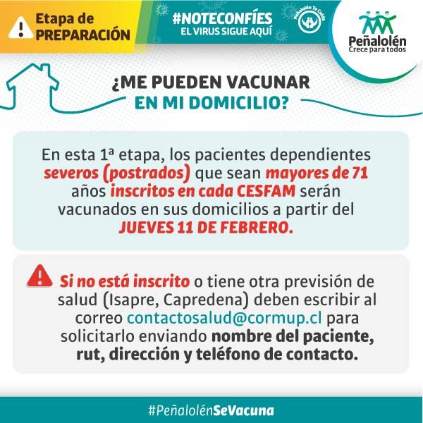 penalolen's tweet photo. Vecinas y vecinos, recuerden, MAÑANA iniciamos vacunación COVID-19 en nuestros 6 CESFAM. Desde el MIÉRCOLES 3 hasta el VIERNES 5 DE FEBRERO estaremos vacunando a LOS MAYORES DE 85 AÑOS. Más información sobre el plan de vacunación en nuestro sitio web https://t.co/k7MkadQJPe https://t.co/ntrza07saK