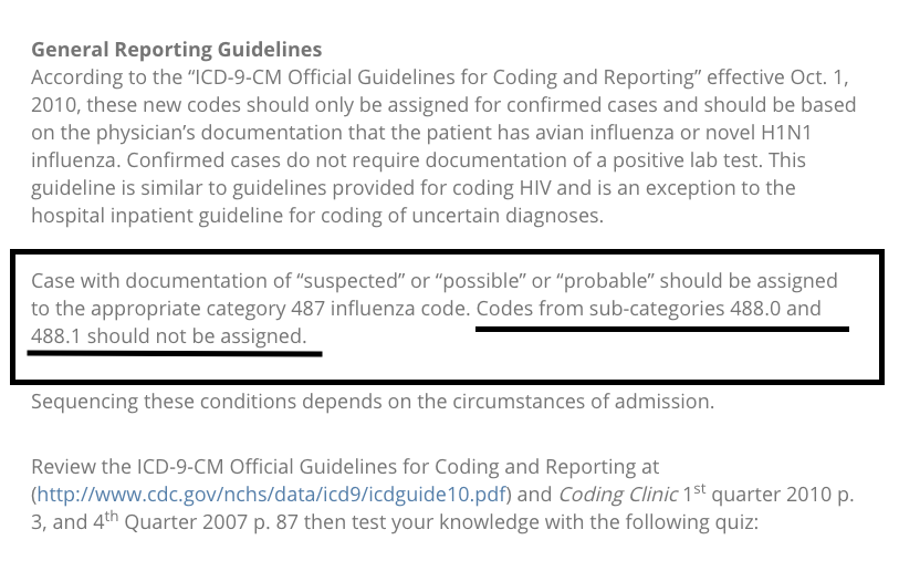 SootPer's tweet photo. @kksheld 
I wonder if anyone ever questioned why Covid19 didn't follow similar guidelines for diagnosis/coding when suspected or probable?
I think I know...
https://t.co/0hLzeSVFus

Image is from that page👇 https://t.co/nOjZ0JGGvg