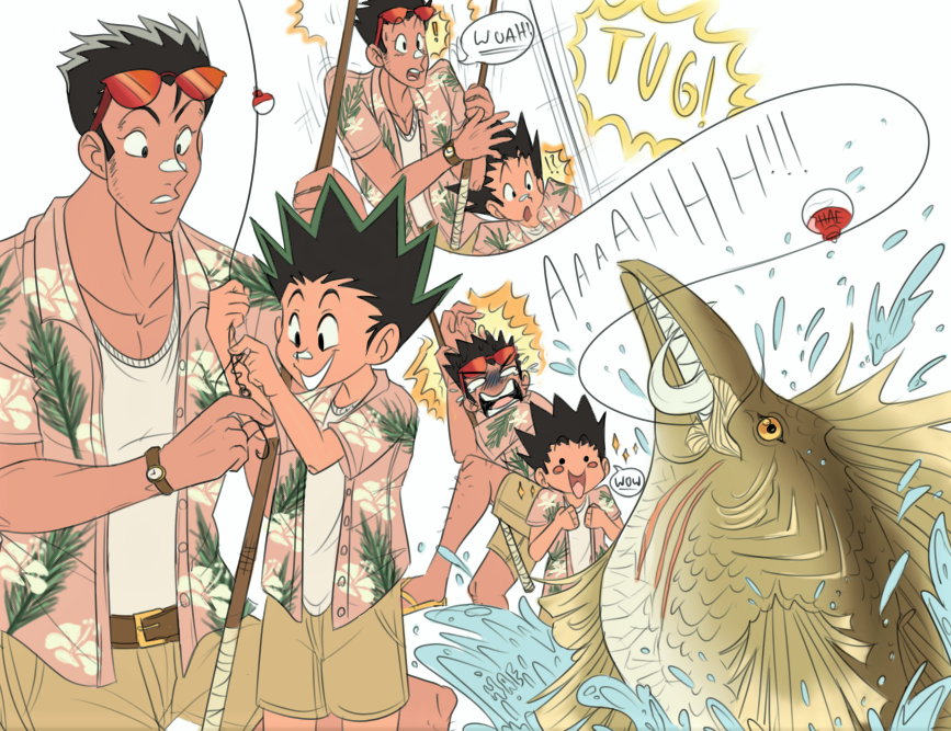 HeyHaleyHAE's tweet photo. First set of Gon and Leorio doodles ~ ✨🎣🐡✨

I took a little longer because this one was BEGGING for color. 🌈 Thanks for being patient! 

#heyhaleyhae https://t.co/MrBVFCxUVn