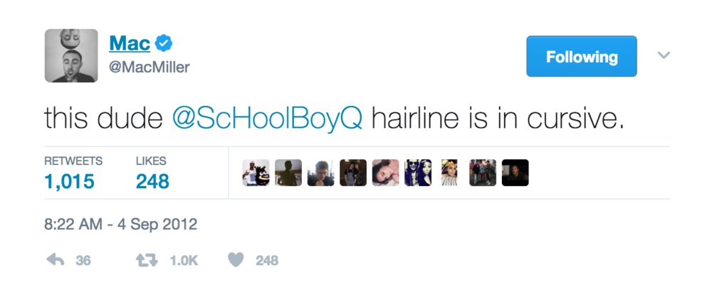 Although he isn't featured on In the Bag officially, Juicy on the hook goes HARD. Even ScHoolboy Q was in this track in a little skit at the end. Unrelated to the track but I just wanna drop some funny back and fourth tweets from Mac and ScHool lol.