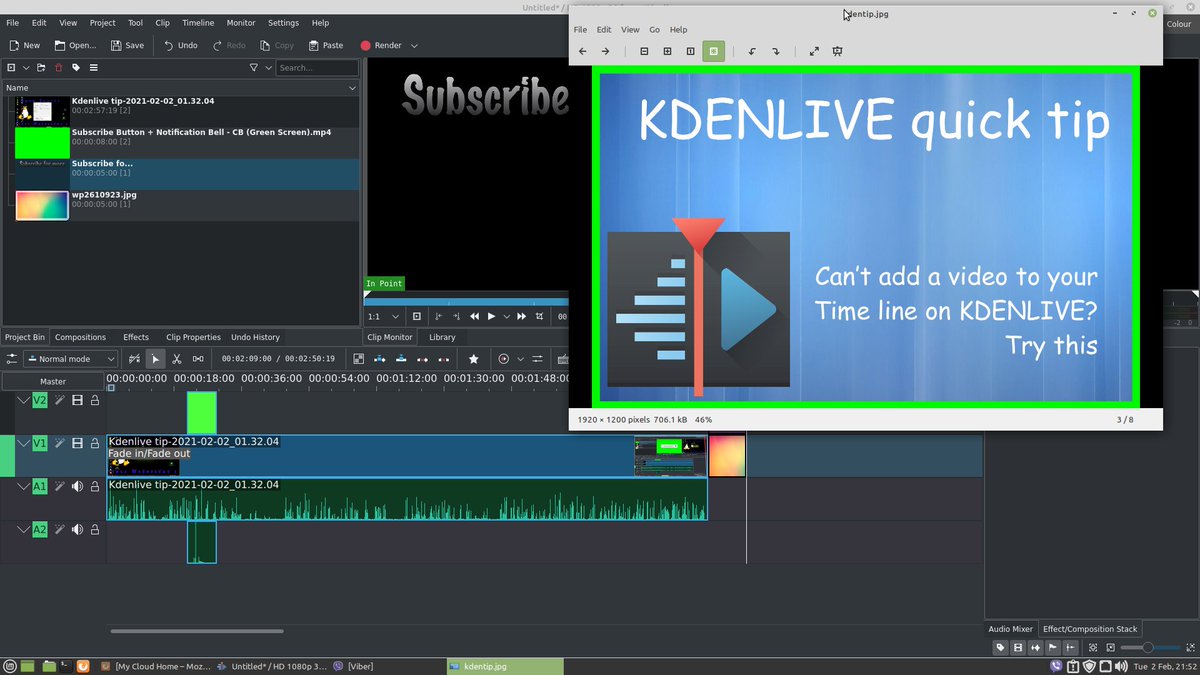 2j4ez's tweet photo. Currently editing a video on kdenlive. can't add a video to the time line then try this. video will be online thursday #linux #kdenlive #ubuntu #linuxbot https://t.co/K57D9h0LtL