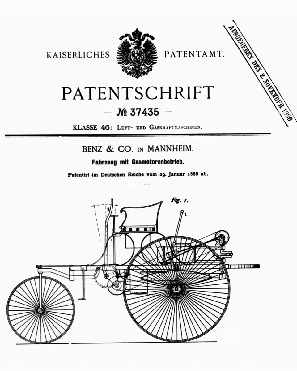MB_Autotab's tweet photo. ¡Hace 135 años patentamos el primer auto! El 29 de
enero de 1886, Carl Benz registró en Berlín un
vehículo de tres ruedas con motor y, desde ese
momento, este día ha sido considerado como el
nacimiento del auto. #MBmuseum https://t.co/yKVvAR4meZ