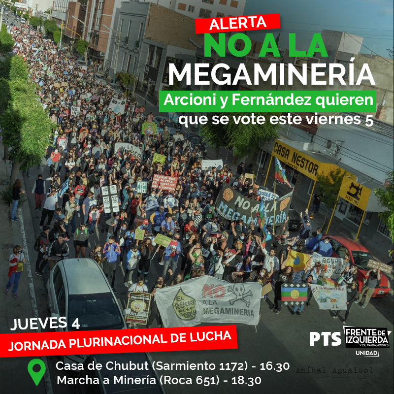 💧#Chubut ya dijo no, pero Arcioni y Fernández insisten con la ley de zonificación minera

⚠️ Este viernes quieren hacer votar la megaminería, prohibida hace casi dos décadas por la lucha popular.

📌Abajo el plan extractivista de los Gobiernos
📌Sí a la #IniciativaPopular2020