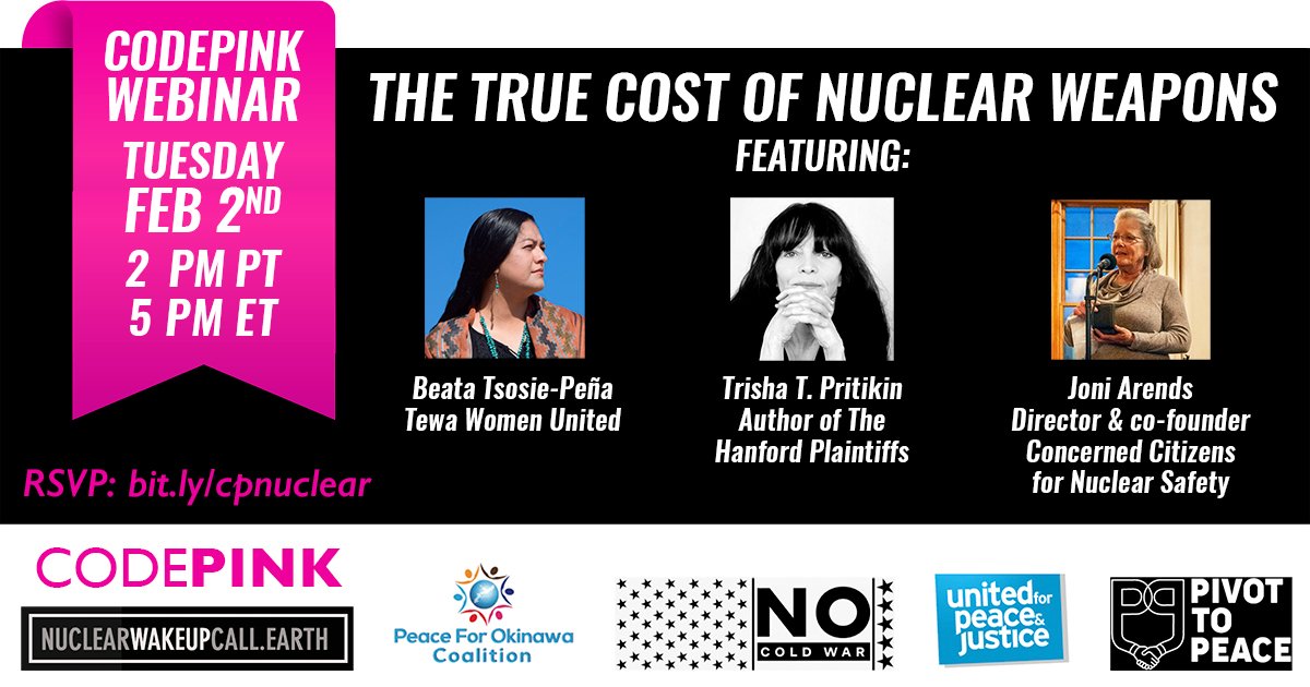 DivestWar's tweet image. 📣Happening now:

Webinar: Understanding the True Cost of Nuclear Weapons Webinar

Tune in here: youtube.com/watch?v=7odLen…