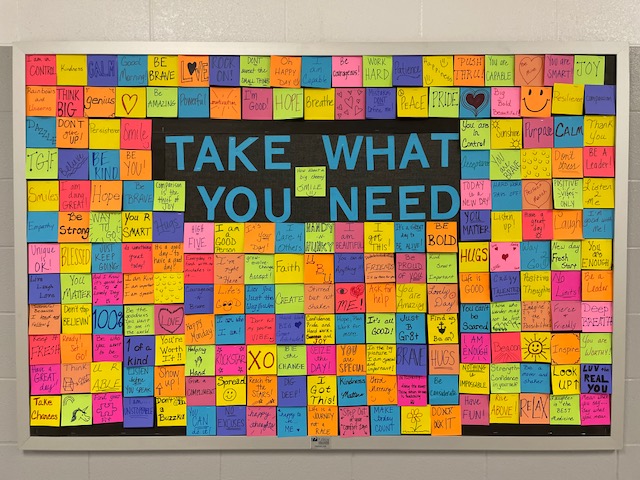 pentacareerctr's tweet photo. As we approach almost 11 months in this pandemic, we all NEED something; this amazing bulletin board outside of the nurses' clinic can help! What a great reminder that our mental health is just as important as our physical health. 💙 #PentaPride #StayStafeOhio #WashUpBackUpMaskUp https://t.co/rj4AsnNsN2