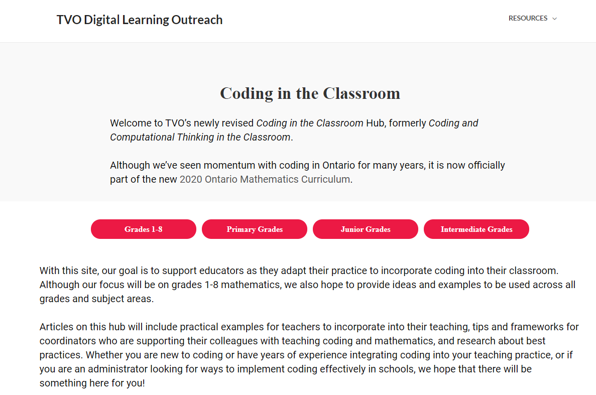 lisaannefloyd's tweet photo. TVO's Coding in the Classroom site is back! Check out this link for resources, practical examples, teaching tips, and frameworks for coding in grades 1-8 with a focus on mathematics. https://t.co/RWCpAwVREc @tvo
#coding #mathematics #onted #mathed #csforall #csk8 #iteachmath #tvo https://t.co/rSlYGk7y45