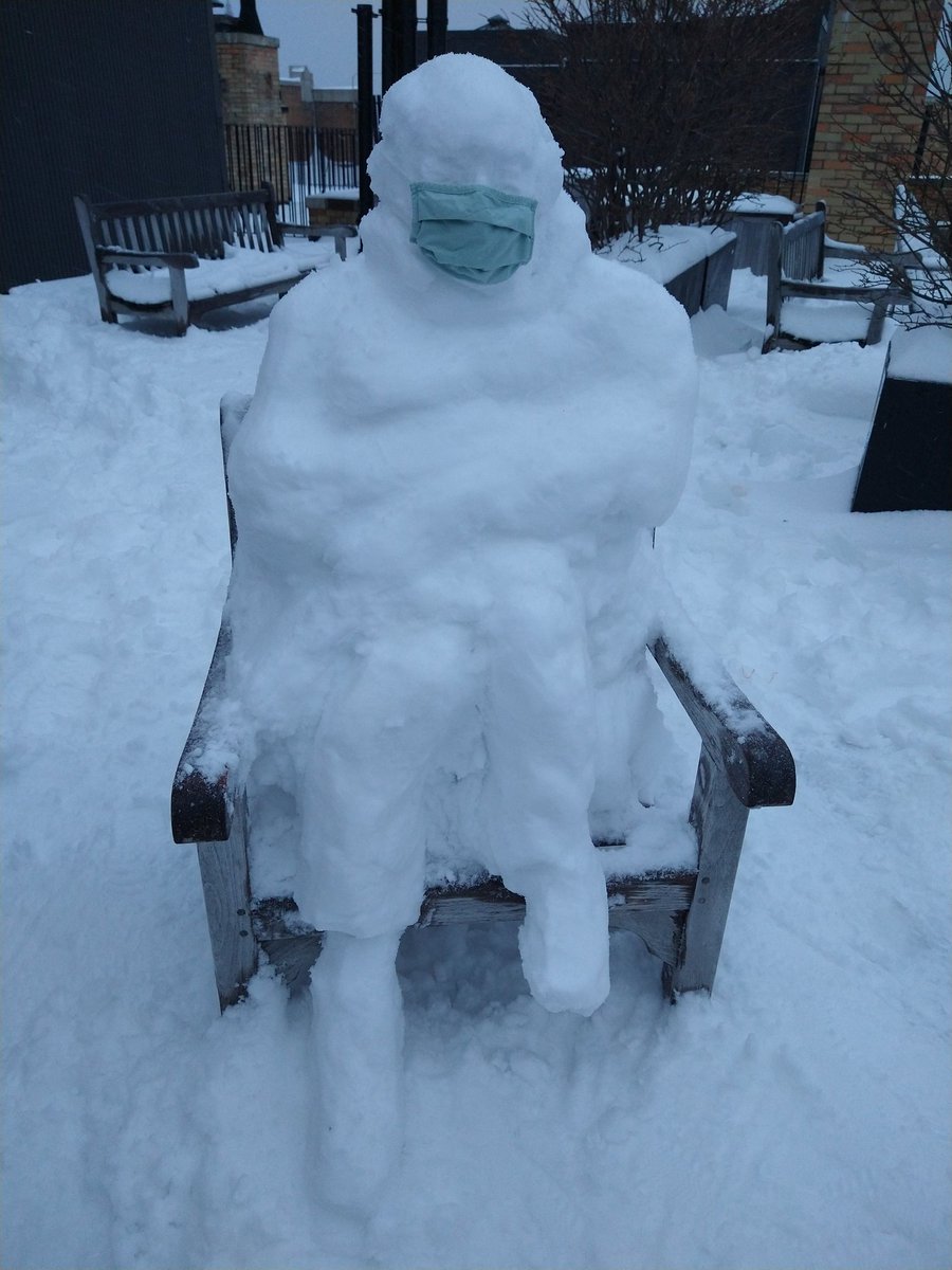 My daughter and I spent some quality time together and made a Snow <a href="/BernieSanders/">Bernie Sanders</a> . Thanks for that. ☺️ #SnowStorm2021 #snowbernie #Berniememes #NYC
