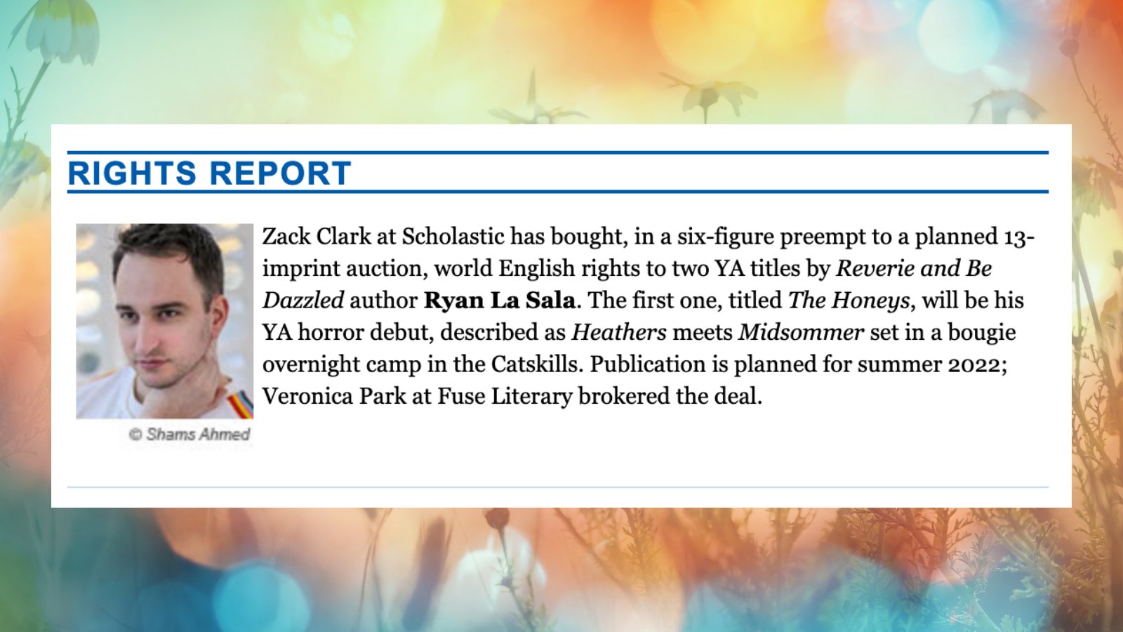 Ryan La Sala And Of Course My Editor Zackloranclark I Am Thrilled To Be Working With Not Just The Team At Scholastic But Zack Specifically The Bee Puns Alone T Co 19faxplvls
