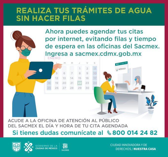 ¿Necesitas ser atendido por personal de @SacmexCDMX 👩‍💼?  Ahora puedes programar tu cita vía telefónica 📲 y realizar tus trámites de manera fácil. 👍

Aquí la información: 👇