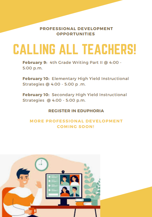 Join us for High Yield Instructional Strategies PD.    Don't miss out!