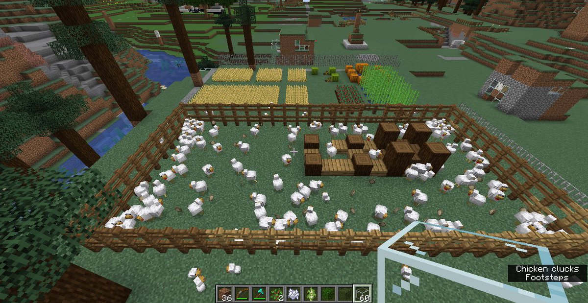 cipher_mc's tweet image. My chicken farm and the crop field next to it..

#minecraft #chickenfarm #chickens #crops