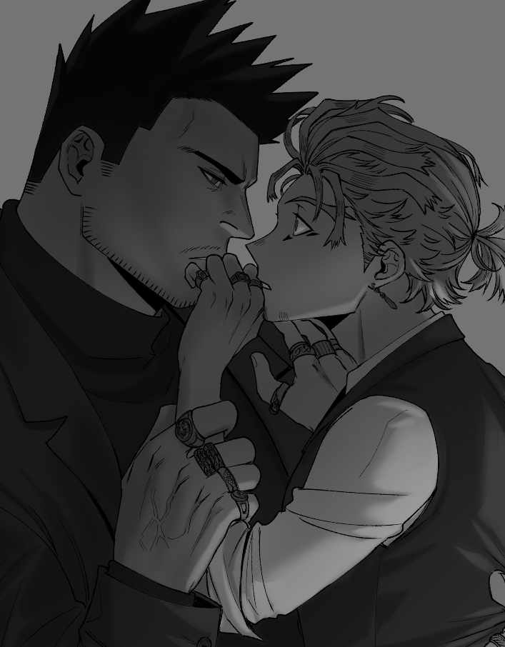 combed through my files and found some closeup shots of killshot wips back when i was working on chapter art?greyscale is a comfort 