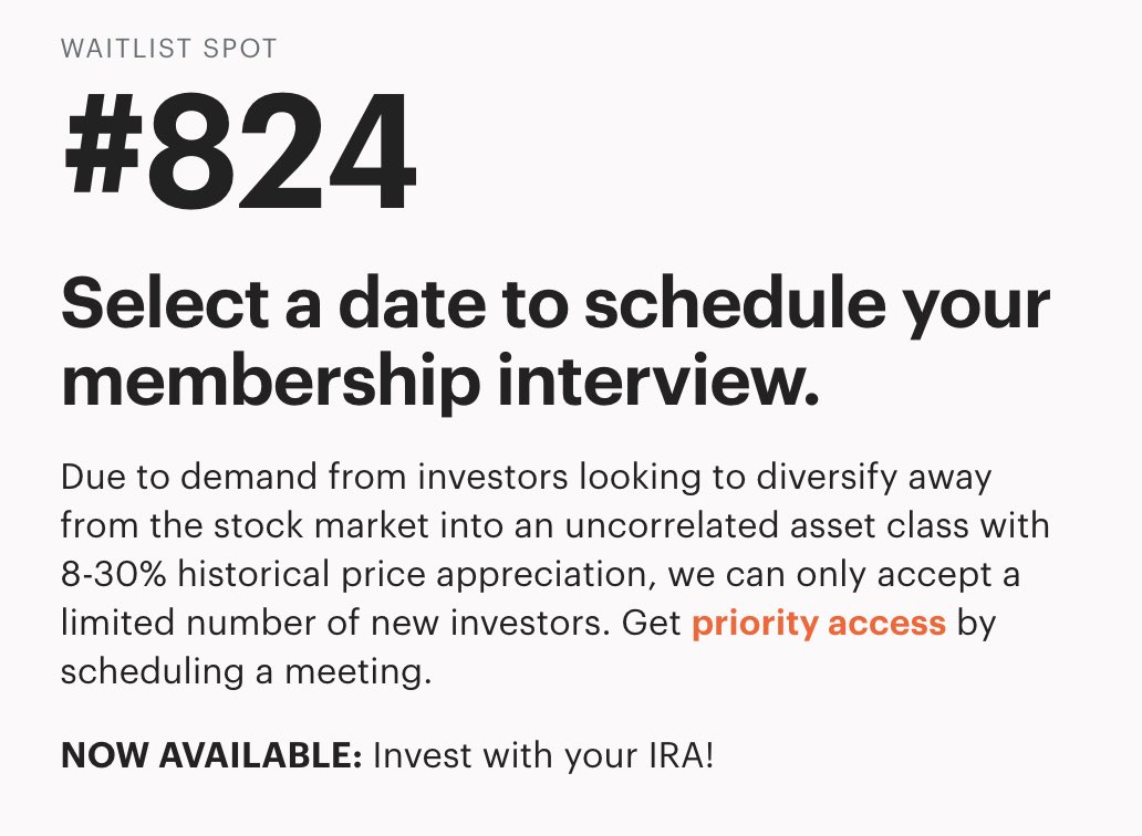 all of their copy (from signup flow to calendar invite description) creates a sense of of scarcity and exclusivity - use of a waitlist- “due to demand”- “priority access”- “can only accept limited number of investors”3/