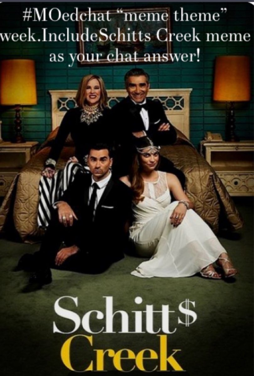 Join us for a Schitt's Creek 'meme theme' this week--Thursday @ 8PM #moedchat #ewdavid