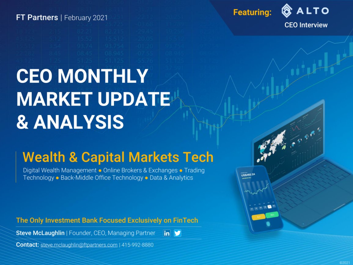 FTPartners's tweet image. This month&apos;s CEO Monthly Wealth &amp;amp; Capital Markets Tech Update &amp;amp; Analysis features an exclusive interview with Eric Satz, Founder and CEO of @alto_ira – a platform that enables investing in alternatives with IRA savings finte.ch/CapMktTechFeb2… #FinTech #CapitalMarketsTech