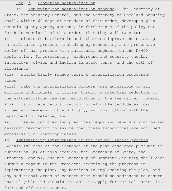 Speaking of New Americans, now  @StateDept,  @TheJusticeDept, &  @DHSgov are tasked with knocking down barriers to US citizenship—an "invisible wall" created by Trump.4/