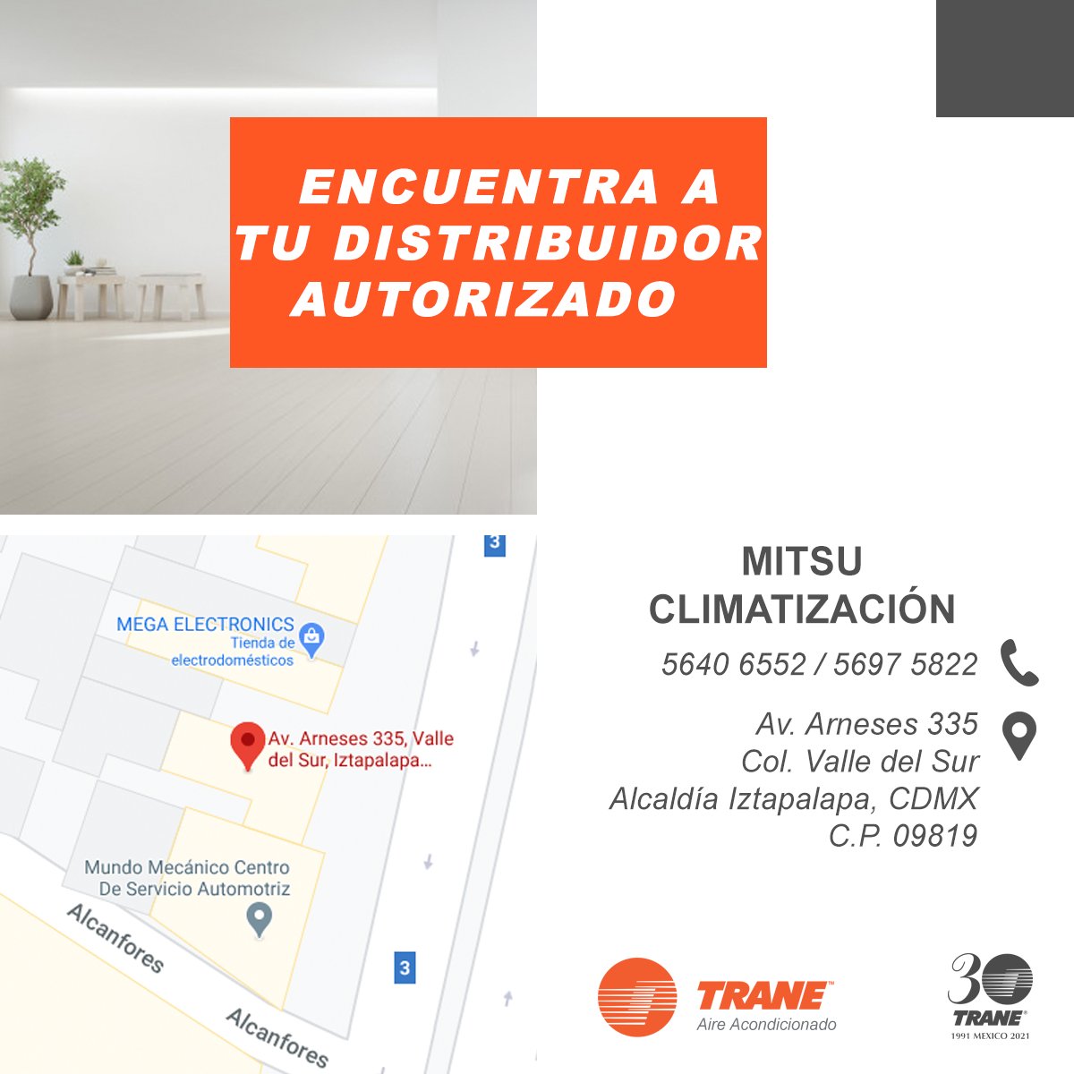 Nuestros distribuidores trabajan día a día para llevarte confort y queremos reconocerlos. Hoy recomendamos a <a href="/ClimaMitsubishi/">MITSU CLIMATIZACION</a>, distribuidor autorizado ubicado en #CDMX. Busca a tu distribuidor autorizado más cercano aquí: bit.ly/Consiguelo_Tra… #TraneContigo
