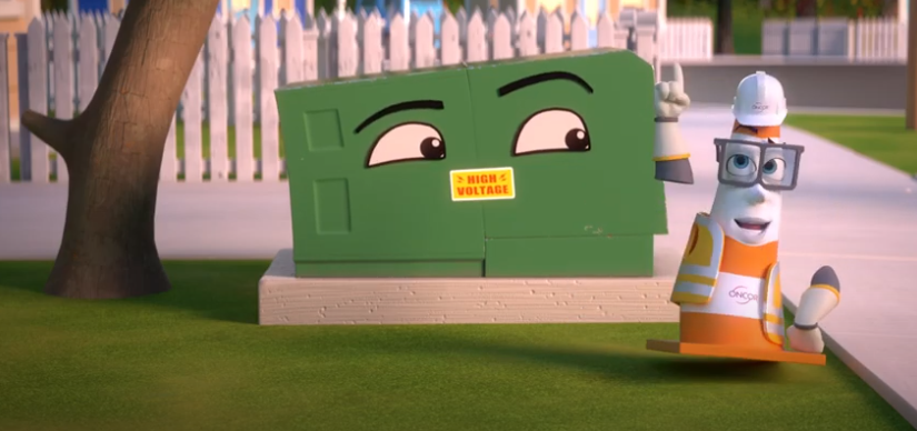 oncor's tweet photo. An important safety message w/ a fun original song in Oncor’s new #SuperSafeKids PSA on @PBSKIDS & @keratx to teach kids to #RespectTheBox & stay away from large green padmount transformers often found near homes. More about Oncor’s Safety program here: https://t.co/4JQFKVJpt7 https://t.co/Lh7uXVIn59