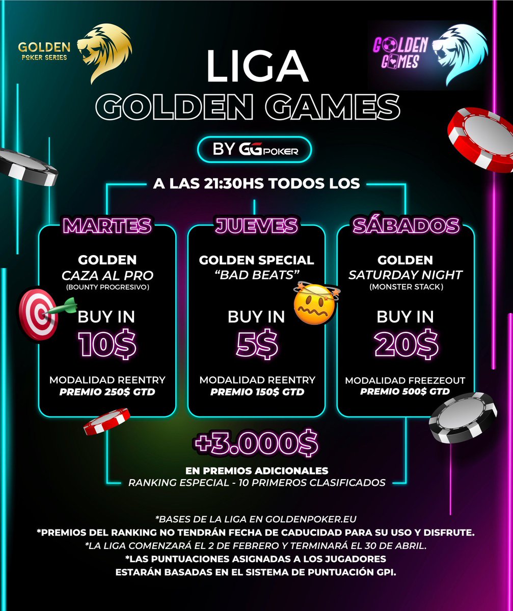 Primera clasificación de la Liga Golden Online de <a href="/goldengamesint/">Golden Paradise Casino & Poker Room</a> y <a href="/GGPoker/">GGPoker</a> central.goldenpoker.eu/2021/02/01/ran…