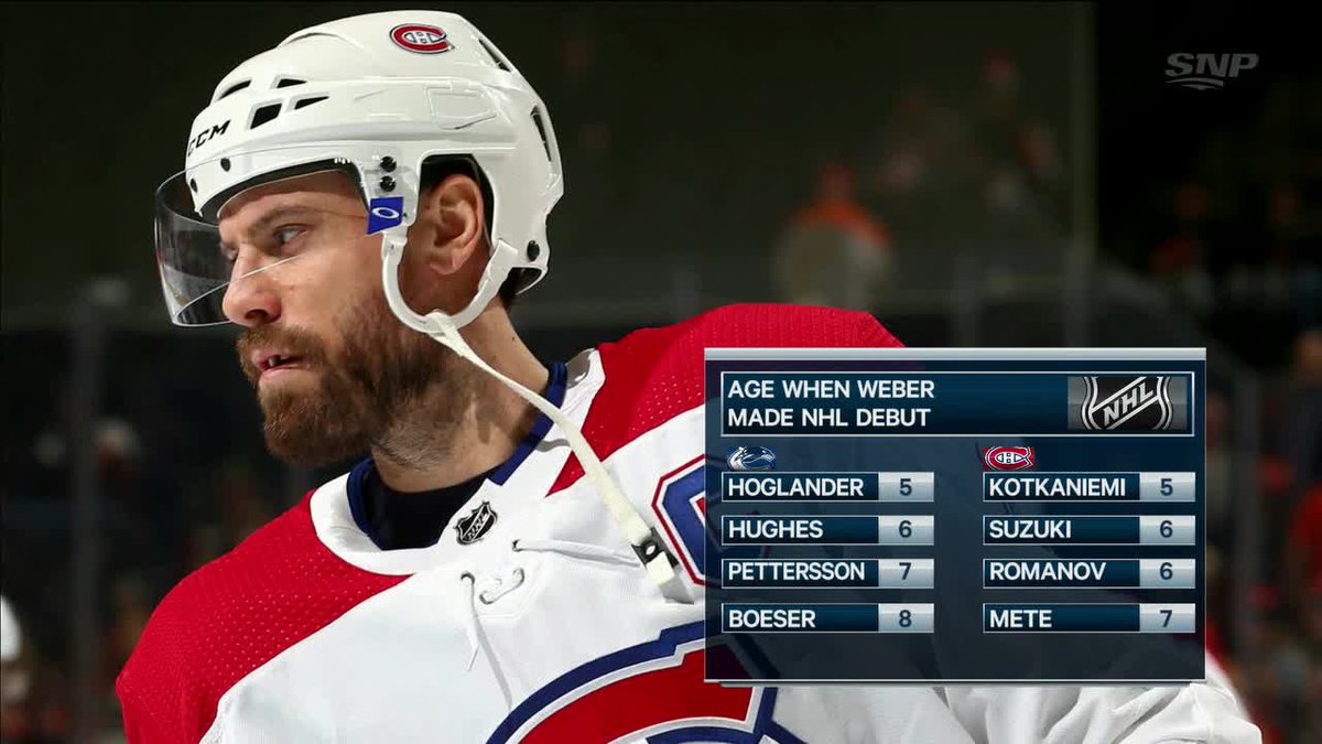 Sportsnet's tweet image. Safe to say Shea Weber has been playing in the @NHL for a while. 😅

#NHLonSN #ItsOn