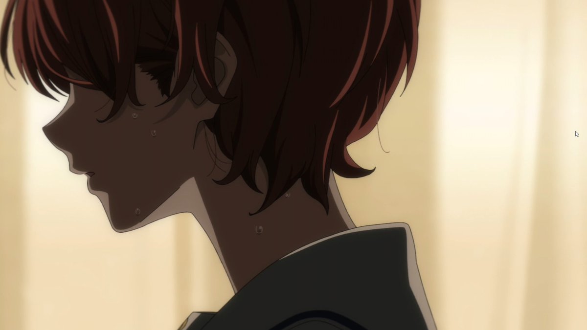 Really too early to tell but the imagery is really interesting. The sweat beading on her skin is meant to show how hot it is - not just the weather outside, but also the sweltering heat of the situation. Or, on the contrary, it could be cold sweat from not knowing how to react.