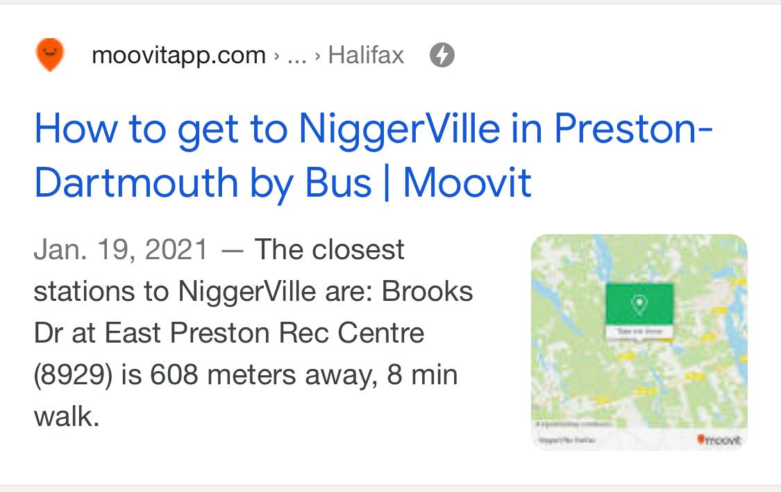 Blacklit101's tweet photo. No! Of course there's no racism in Canada, it's a proper paradise for us colored folks 😐 🤦🏾‍♀️

@moovit Are you aware that this is on your site?

#NorthPreston #Halifax #NovaScotia  #RacistAssCanada https://t.co/7s6mFZqBeg