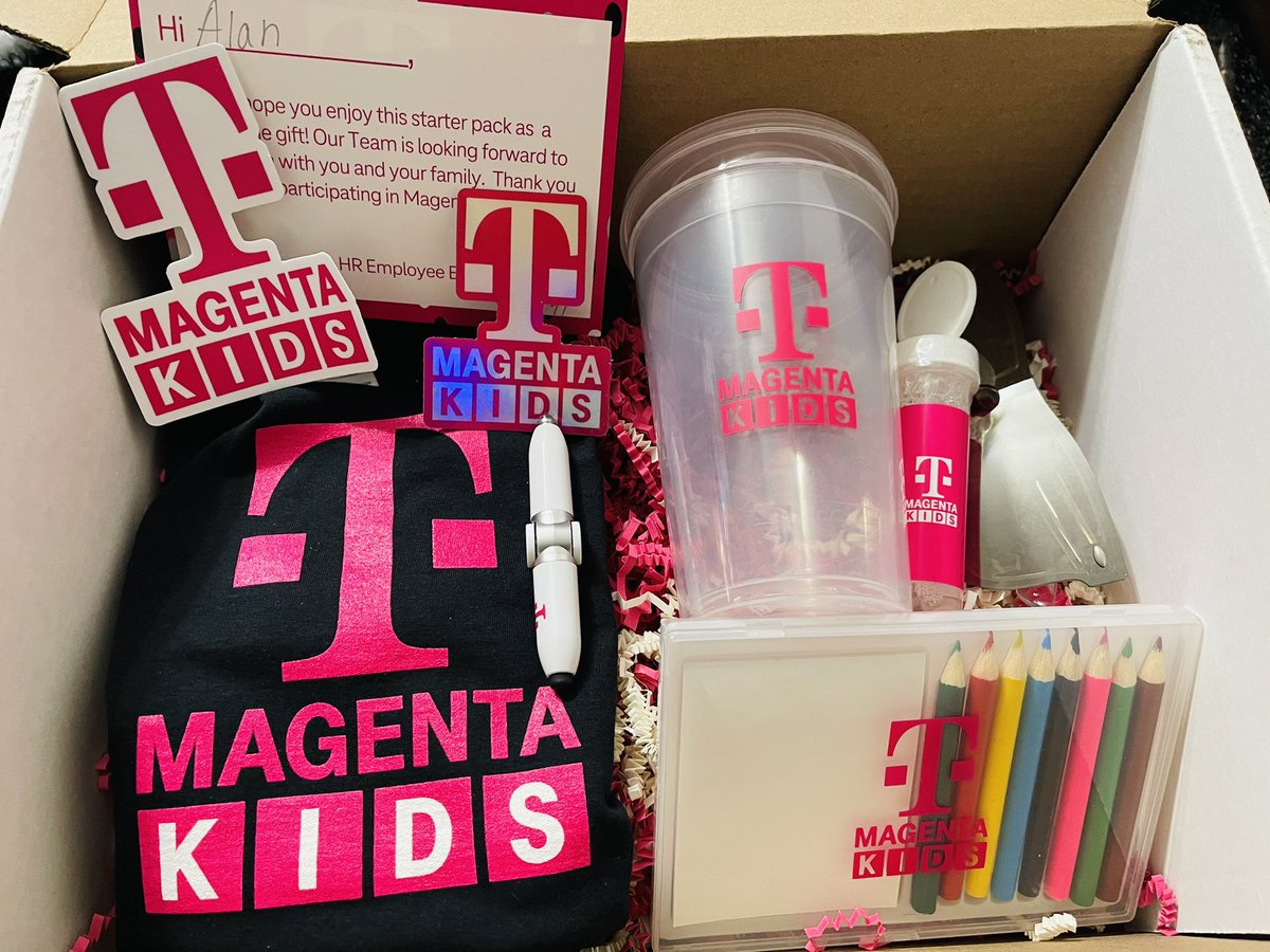 I got home to an amazing package 📦 today !!!!! @TMobile  Thank you!!!! I love this company so much 💕💕 #MagentaKids #Magenta #TMobile