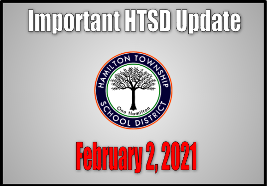 HTSD IMPORTANT UPDATE - Please RETWEET
Tue., February 2, 2021

HTSD will be in session Wednesday, February 3, 2021. 
All students in hybrid cohort B should report  to school at their regularly scheduled time. Please be safe

<a href="/ScottRRocco/">Scott Rocco, Ed.D.</a> <a href="/HTSDSecondary/">Jim Altobello Ed.D.</a> <a href="/HTSDCurriculum/">Hamilton Twp. C&I</a> #HTSD