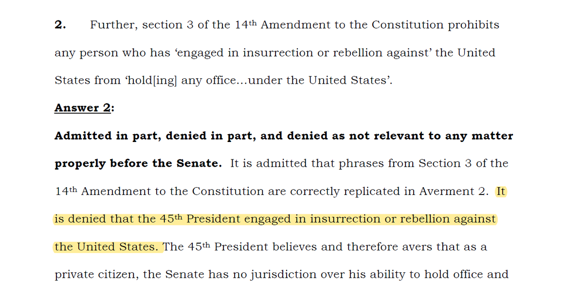 Frankly, I agree that Trump was not engaged in insurrection or rebellion. Setting aside the question of whether the President can rebel, the incitement was seditious I think it stopped short of insurrection.