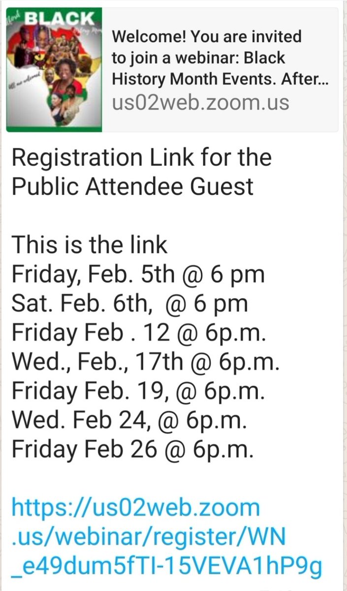 Please Register for Black History Month Events.