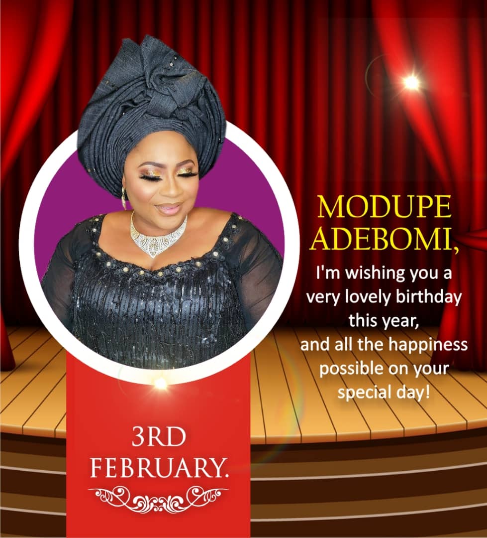 PlatformSunday's tweet image. It's your special day, Mrs Modupe Adebomi, Wife of Captain Sunday Adebomi. May the joy that you have spread in the past come back to you on this day. Wishing you a beautiful day with good health and happiness forever. Happy birthday to you!
