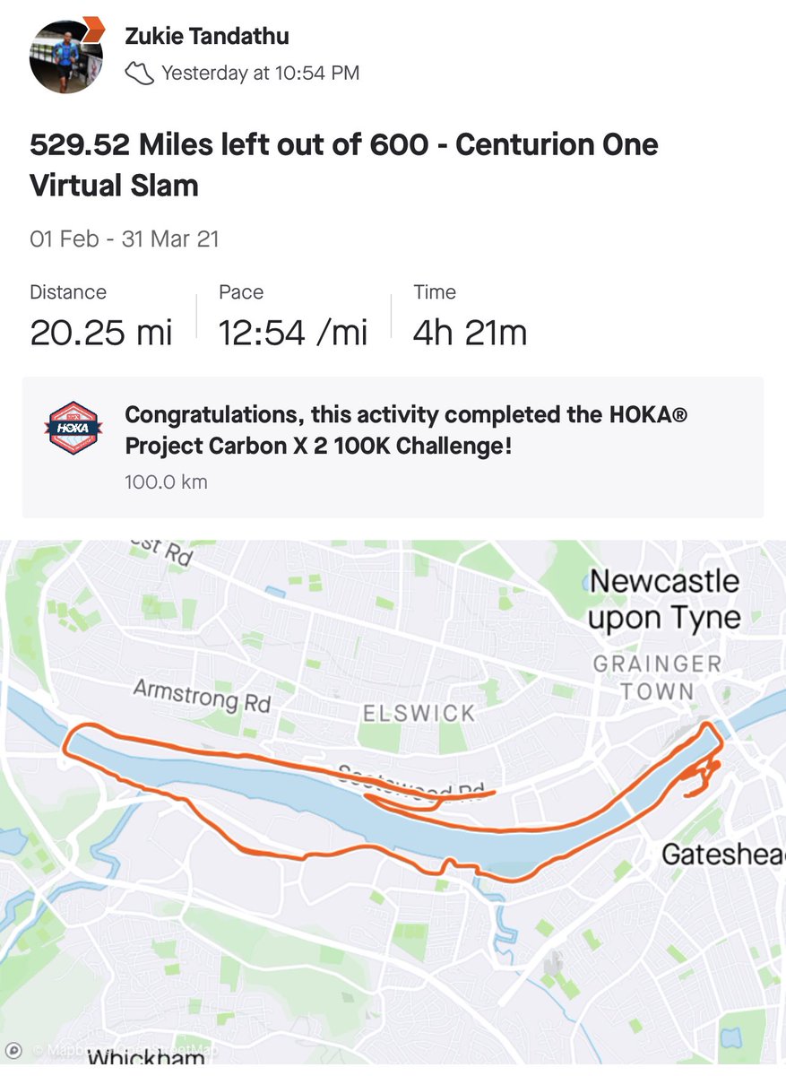 zee8851's tweet photo. 20 Miles covered in the @centurionrunning virtual slam.
• Had to change the road running shoes, went for a different colour in the @hokaoneone Clifton 7 👟
•529.52 Miles left out of 600 Miles
• Dates - 01 Feb - 31 Mar 21
#centurionrunning #virtualslam #runner #ultrarunner https://t.co/DBWWVl1RwY
