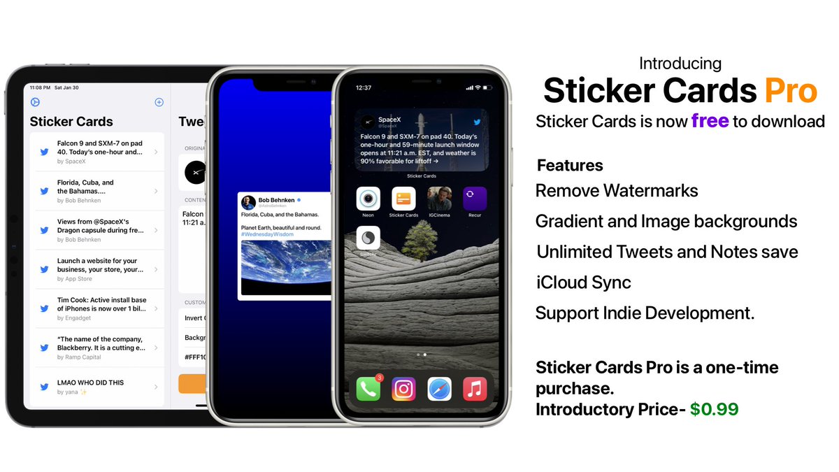 SwapnanilDhol's tweet photo. Sticker Cards is now free to download! 🤯
https://t.co/tI5fAcVcwf
...with the option to buy Sticker Cards Pro (Introductory price of just $0.99) to unlock all the features within the app!
Retweets super appreciated. 🥰
#IndieDev #iOSDev #TwitterCards #StickerCards https://t.co/xrS8oIJhIx